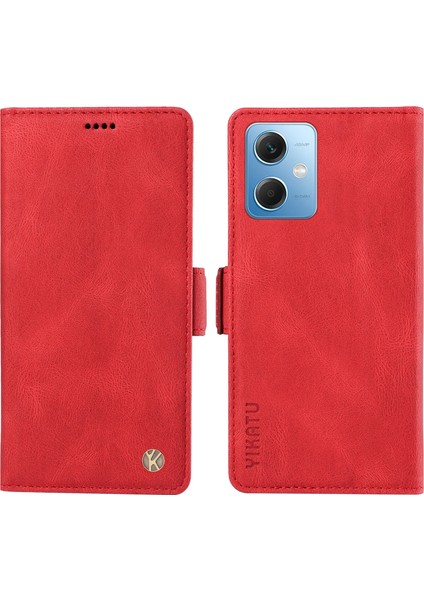 Xiaomi Redmi Için Pu Deri Cüzdan Kılıfı Not 12 5g (Çin)/(Hindistan)/(Global)/poco X5 5g, Cilt Touch Stand Telefon Kapak-Kırmızı (Yurt Dışından)
