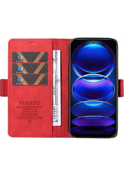 Xiaomi Redmi Için Pu Deri Cüzdan Kılıfı Not 12 5g (Çin)/(Hindistan)/(Global)/poco X5 5g, Cilt Touch Stand Telefon Kapak-Kırmızı (Yurt Dışından) fiyatları
