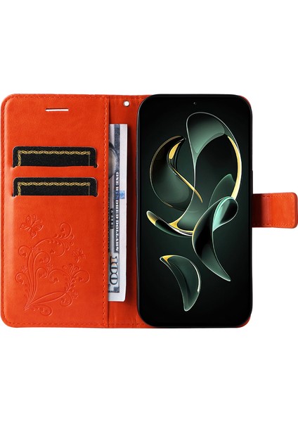 Xiaomi 13T/13T Pro/redmi K60 Ultra Kapak Kelebek Drain Pu Deri Telefon Vaka-Orange (Yurt Dışından) fiyatları