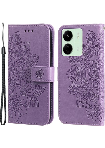 Xiaomi Redmi 13C 4g/poco C65 4g Case Anti-Çizgi Pu Deri Deri Cüzdan Telefon Kapak Morası (Yurt Dışından)
