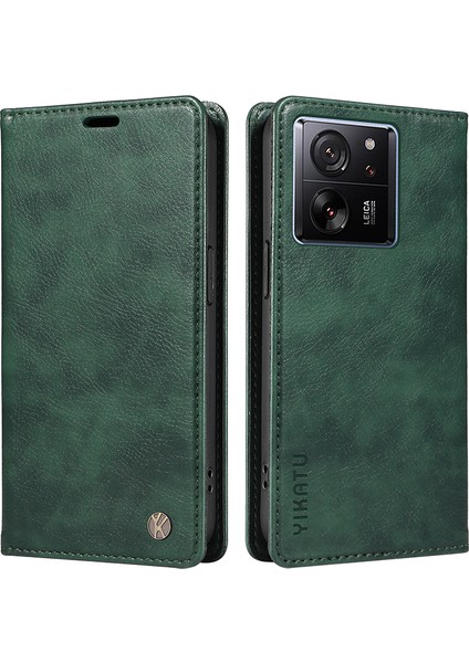 Xiaomi 13T/13T Pro/redmi K60 Ultra Case Pu Deri Litchi Doku Doku Cüzdan Kapak Yeşil (Yurt Dışından)
