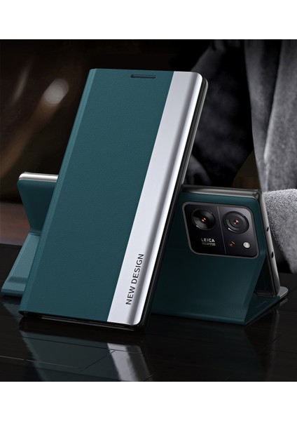 Xiaomi 13T/13T Pro/redmi K60 Ultra Deri Kılıf Elektraplatma Standı Telefon Kapak Yeşili (Yurt Dışından)