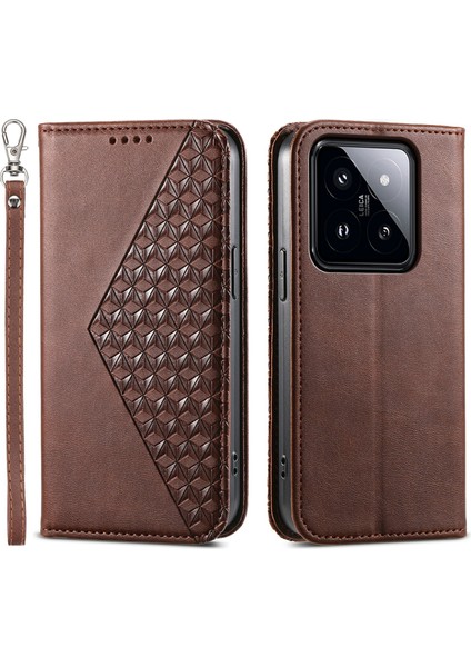 Xiaomi 14 Pro Case Pu Pu Deri Manyetik Otomatik Kapanış Cüzdan Telefon Kapak Kılıfı (Yurt Dışından)