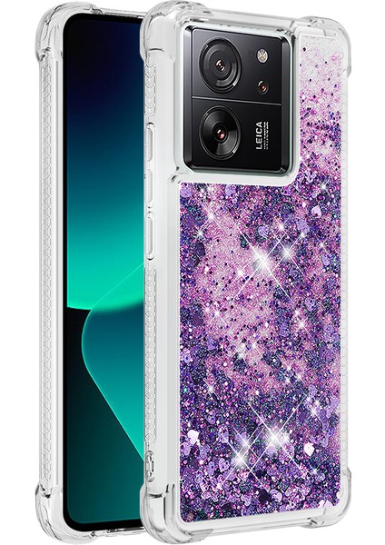 Xiaomi 13T/13T Pro/redmi K60 Ultra Kasa Hareketli Bling Tpu Cover-Dark Mor/kalpler (Yurt Dışından)