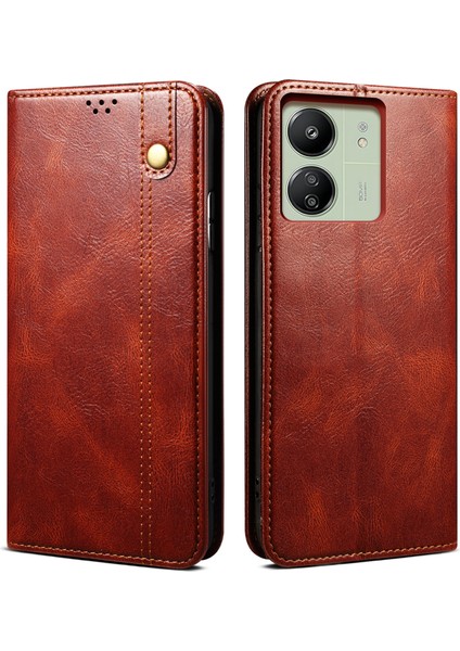 Xiaomi Redmi Için 13C 4g/poco C65 4g Kapak Pu Deri Deri Drop Stand Stand Cep Telefonu Case-Brown (Yurt Dışından)