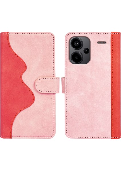 Xiaomi Redmi Için Note 13 Pro+ 5g Case Folio Flip Pu Deri Deri Cüzdan Telefon Kapak Pembe (Yurt Dışından)