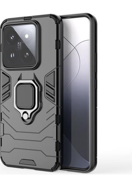 Xiaomi 14 Pro Vaka Şok Geçirmez Telefon Kapağı Kickstand Pc+Tpu Telefon Shell-Black (Yurt Dışından)