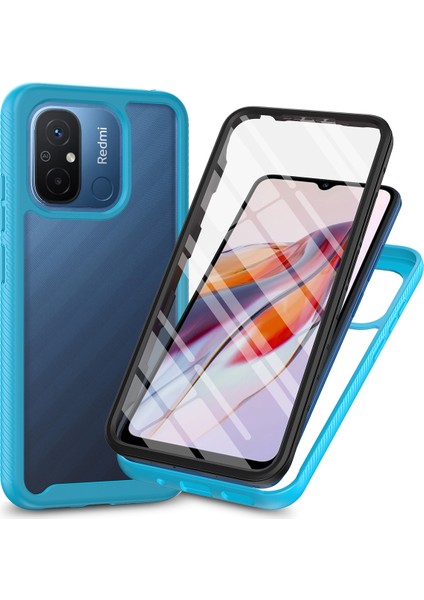 Xiaomi Redmi 12C 4g Için Telefon Kapağı, 3-1 Arada Pc+Pet Screen Koruyucu Baby Mavi ile Koruyucu Kılıf (Yurt Dışından)