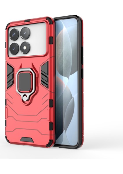 Xiaomi Redmi K70 5G/K70 Pro 5g Kılıfı ile Ring Tutucu ile Şok Geçirmez Telefon Kapak-Kırmızı (Yurt Dışından)