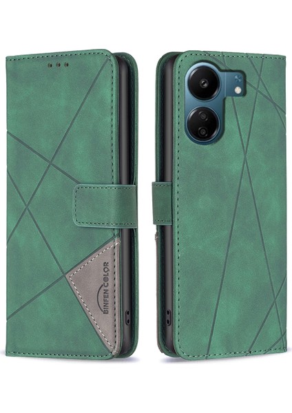 Xiaomi Redmi Için 13C 4g/poco C65 4g Kasa Cüzdan Telefon Kapağı Şok Geçirmez Pu Deri Kabuk Yeşilliği (Yurt Dışından)