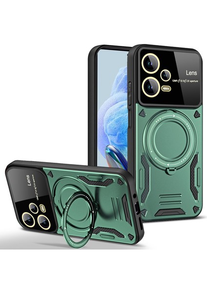 Xiaomi Redmi Için Note 12 Pro 4g Geri Dönen Dönen Kickstand Pc+Tpu Telefon Kapağı Magsafe-Green ile Uyumlu (Yurt Dışından)