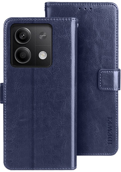 Xiaomi Için Redmi Note 13 5g Cüzdan Kılıfı Deri Çılgın At Doku Telefon Kapak-Dark Mavi (Yurt Dışından)