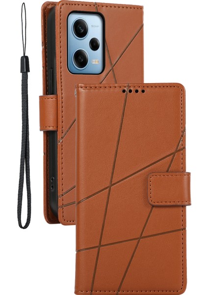 Xiaomi Poco X5 Pro 5g/redmi Için Note 12 Pro Speed ​​5g/note 12 Pro 5g Case Telefon Deri Deri Anti-Drop Kapak-Kahverengi (Yurt Dışından)