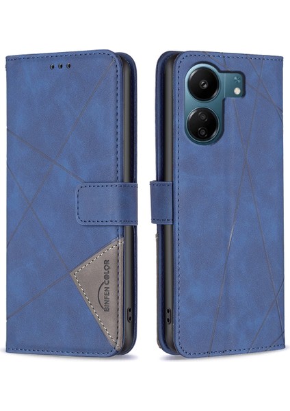 Xiaomi Redmi Için 13C 4g/poco C65 4g Kasa Cüzdan Telefon Kapağı Şok Geçirmez Pu Deri Kabuk-Mavi (Yurt Dışından)