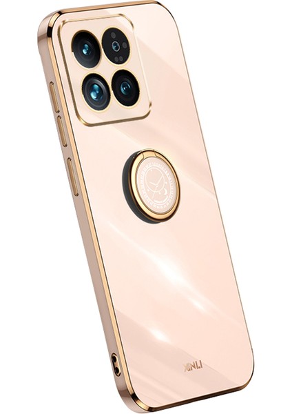 Xiaomi Için 14 Case Elektrokaplanmış Anti Drop Anti-Drop Telefon Tpu Kapağı Ring Kickstand-Pink ile (Yurt Dışından)