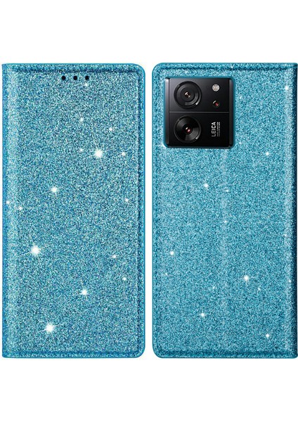 Xiaomi 13T/13T Pro/redmi K60 Ultra Case Pu Pu Deri Işıltılı Telefon Kapak Mavisi (Yurt Dışından)