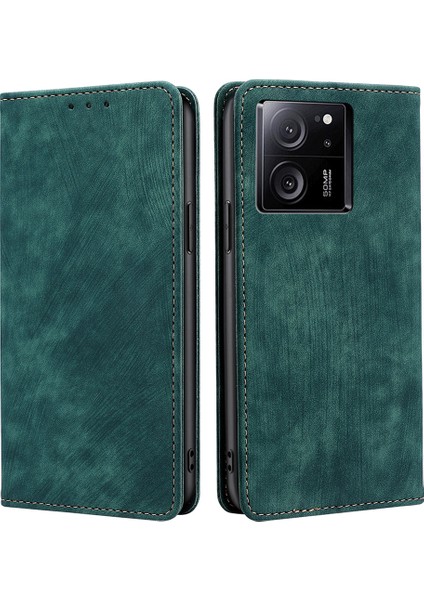 Xiaomi Redmi K60 ULTRA/13T/13T Pro Case Rfıd Engelleyen Telefon Kapağı Cüzdan Stand Yeşili (Yurt Dışından)