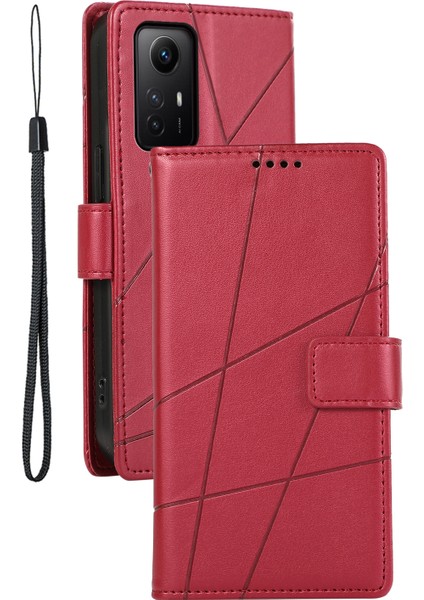 Xiaomi Için Redmi Note 12S 4g Vaka Çizgileri Baskılı Telefon Deri Koruyucu Kapak-Kırmızı (Yurt Dışından)