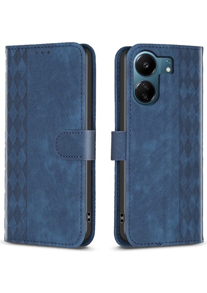 Xiaomi Redmi Için 13C 4g/poco C65 4g Kılıf Baskılı Telefon Kapağı Standı Pu Deri + Tpu Telefon Kabuğu Cüzdan-Mavi (Yurt Dışından)