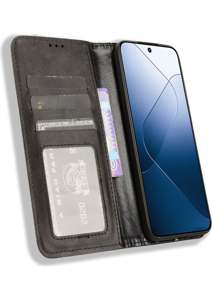 Xiaomi Için 14 Case Manyetik Otomatik Kapanış Retro Deri Telefon Kapak Black (Yurt Dışından) fiyatları