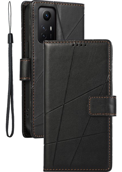 Xiaomi Için Redmi Note 12S 4g Vaka Çizgileri Baskılı Telefon Deri Koruyucu Kapak Black (Yurt Dışından)