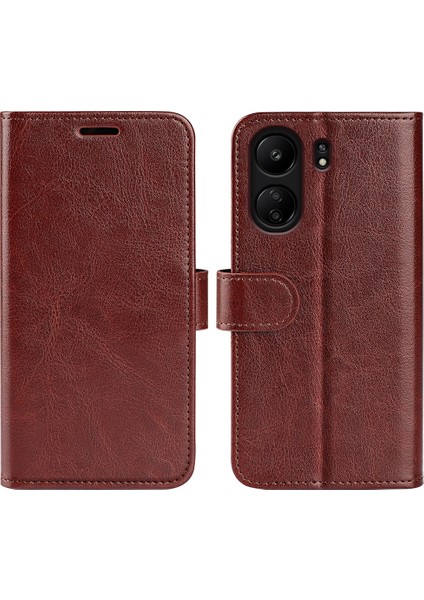 Xiaomi Redmi Için 13C 4g/poco C65 4g Case Çılgın At Dokusu Flip Stant Cüzdan Telefon Kapak-Kahverengi (Yurt Dışından)
