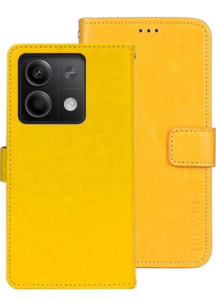 Xiaomi Için Redmi Note 13 5g Cüzdan Kılıfı Deri Çılgın At Doku Telefon Kapak Sarı (Yurt Dışından)