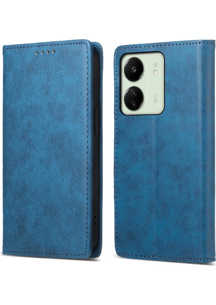Xiaomi Redmi Için 13C 4g/poco C65 4g Cep Telefon Kılıfı Rfıd Blowantıon Pu Deri Deri Kötü Kapalı Kapak Blue (Yurt Dışından)