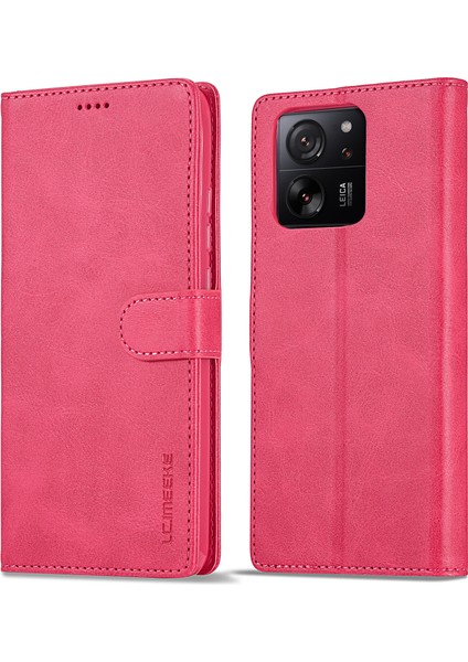 Xiaomi 13T/13T Pro/redmi K60 Ultra Kılıf Buzağı Dokusu Deri Deri Cüzdan Telefon Anti-Shock Kapak-Rose (Yurt Dışından)