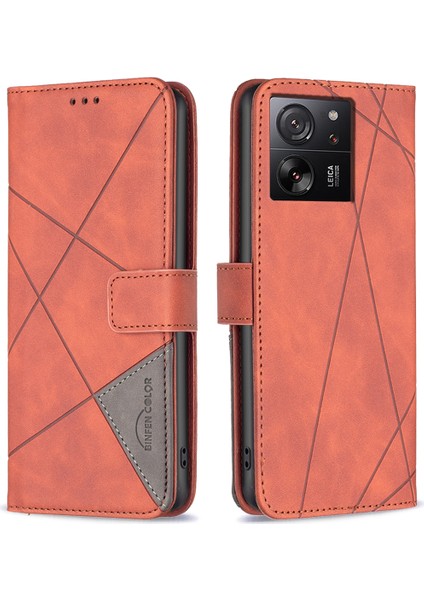 Xiaomi 13T/13T Pro/redmi K60 Ultra Kılıf Deri Deri Cüzdan Flip Telefon Kapak-Kahverengi (Yurt Dışından)