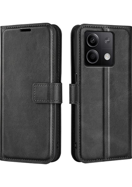 Xiaomi Redmi Için Telefon Kapağı Not 13 5g (Çin) Vaka Stand Pu Deri Buzağı Dokusu Telefon Kabuğu Cüzdan-Black (Yurt Dışından)