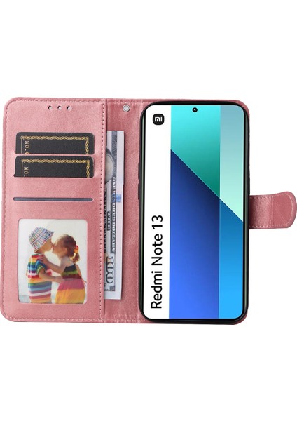 Xiaomi Için Redmi Note 13 4g Case Pu Deri Kapak Cüzdan Kart Yuvaları Pink (Yurt Dışından)