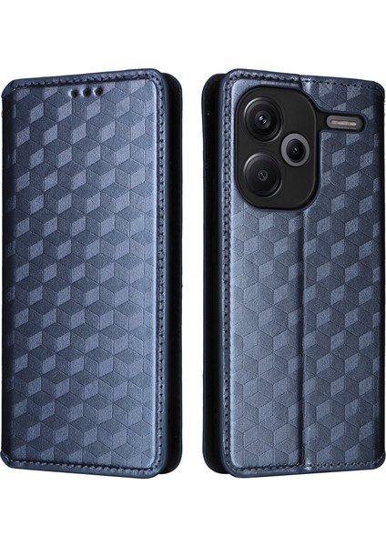 Xiaomi Için Redmi Note 13 Pro+ Case Rhombus Cüzdan Mavisi ile Basılmış Pu Deri Kapağı (Yurt Dışından)