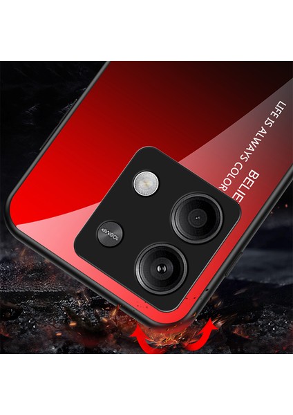 Xiaomi Için Redmi Note 13 5g Gradyan Telefon Kılıfı Temperli Cam Kapak Sınıflandırıcı Mavi Siyah (Yurt Dışından)