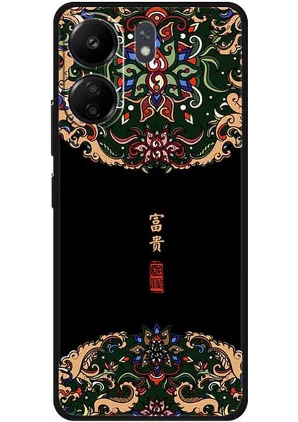 Xiaomi Redmi Için 13C 4g/poco C65 4g Telefon Kılıfı Etnik Desen Baskı Tpu Kapak Varlıklı/siyah (Yurt Dışından)