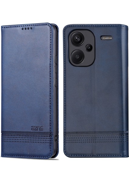 Xiaomi Için Redmi Note 13 Pro+ 5g Case Cowhide Doku Deri Deri Cüzdan Kapak Mavisi (Yurt Dışından)