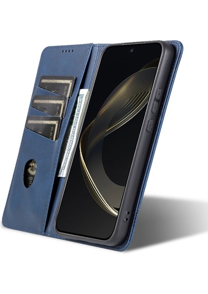 Xiaomi Için Redmi Note 13 Pro+ 5g Case Cowhide Doku Deri Deri Cüzdan Kapak Mavisi (Yurt Dışından)