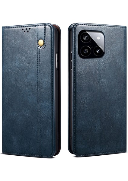 Xiaomi Redmi Için K70E 5g Deri Kılıf Cüzdan Mumsu Çılgın At Doku Standı Kapak Mavisi (Yurt Dışından)