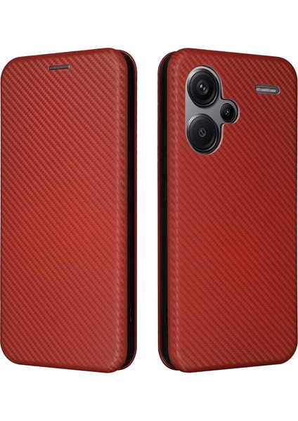 Xiaomi Redmi Için Note 13 Pro+ 5g Kasa Stand Telefon Deri Kapağı Kart Tutucu-Kahverengi (Yurt Dışından)