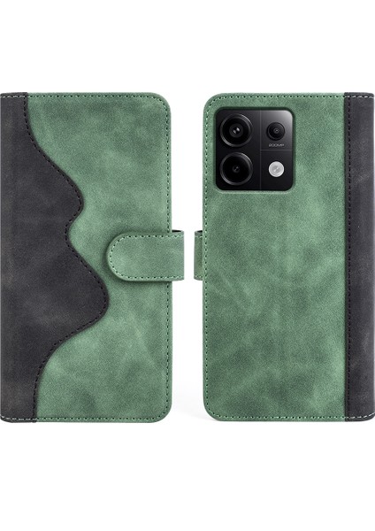 Xiaomi Redmi Için Note 13 Pro 5g Kasa Tamamen Sarılmış Pu Deri Cüzdan Telefon Kapak Yeşili (Yurt Dışından)