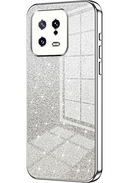 Xiaomi 13 Için Yumuşak Tpu Hassas Kesim Gradyan Glitter Tasarım Cep Telefonu Case Silver (Yurt Dışından)