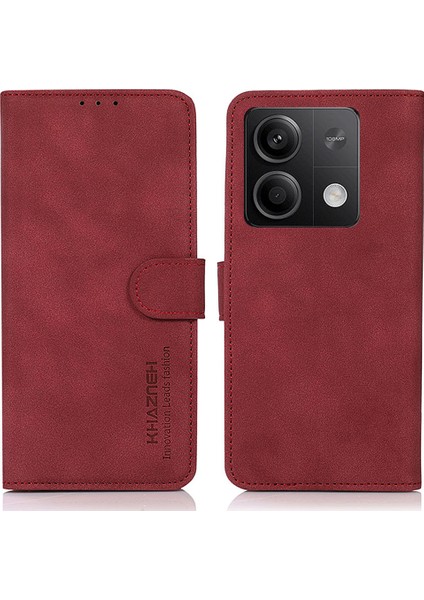 Xiaomi Için Redmi Not 13 5g/13 5g (Çin) Pu Pu Deri Cüzdan Stand Telefon Koruyucusu-Kırmızı (Yurt Dışından)