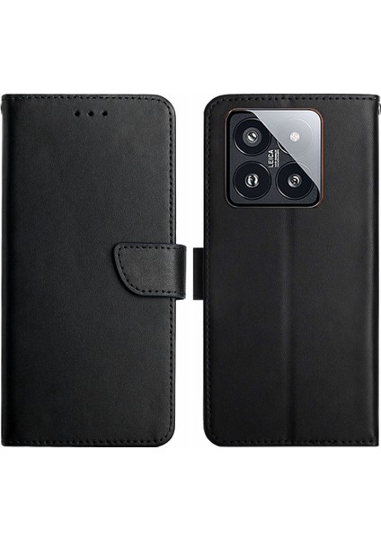 Xiaomi 14 Pro Vaka Magnetic Soft Orijinal Inek Deri Telefon Kapak Black (Yurt Dışından)