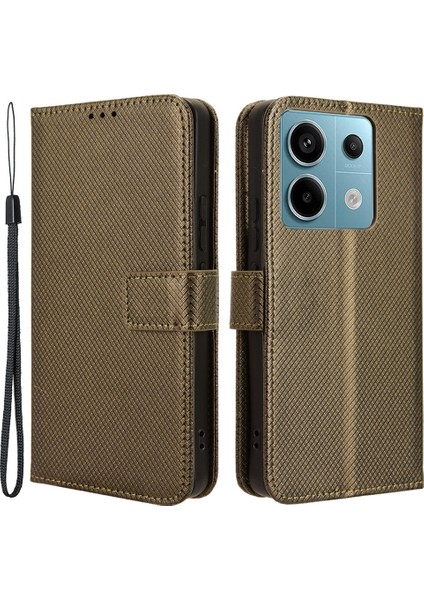 Xiaomi Redmi Için Note 13 Pro 5g Telefon Kılıfı Anti-Çizelge Kabuğu Manyetik Pu Deri Cüzdan Telefon Kapak Kahverengi (Yurt Dışından)