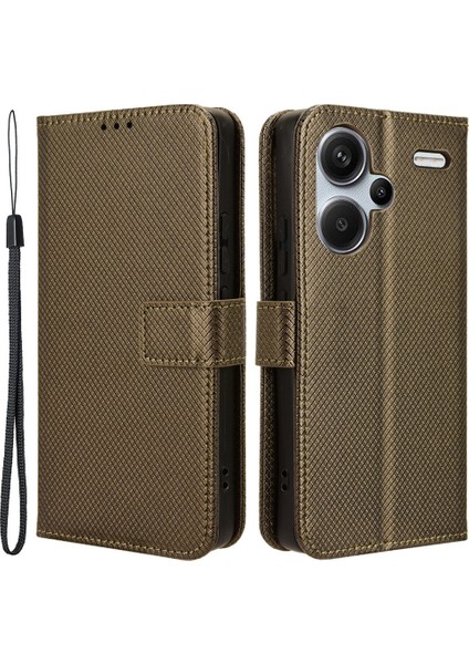 Xiaomi Redmi Için Note 13 Pro + Case Tpu + Pu Deri Cüzdan Akıllı Telefon Kabuğu Kapak Kahverengi (Yurt Dışından)