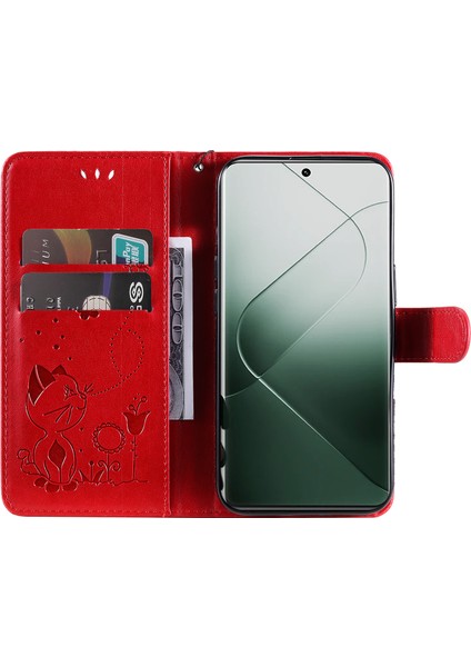 Xiaomi 14 Pro Case Pu Deri+Tpu Manyetik Toka Telefon Kapak-Kırmızı (Yurt Dışından) fiyatları