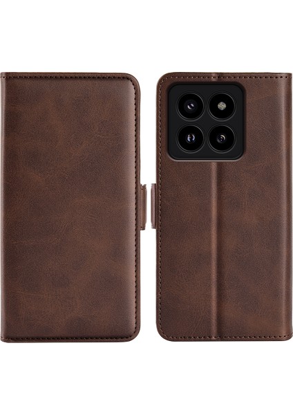 Xiaomi 14 Pro Pu Pu Deri Deri Magnety Kullantıcı Cellet Cacley Brown (Yurt Dışından)