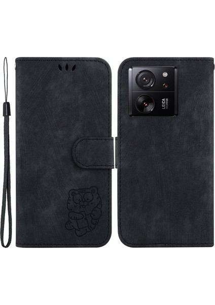 Xiaomi Redmi K60 ULTRA/13T/13T Pro Case Lovely Tiger Dracrint Cep Telefonu Deri Kapak Black (Yurt Dışından)