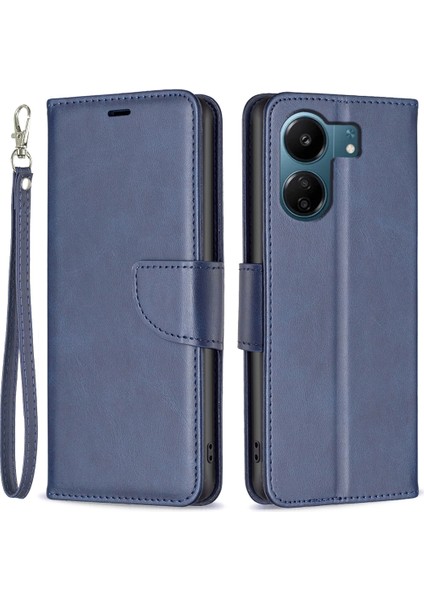 Xiaomi Redmi Için 13C 4g/poco C65 4g Kasa Cep Telefonu Cüzdanı Kabuklu Pu Deri Kapak Stand-Mavisi (Yurt Dışından)