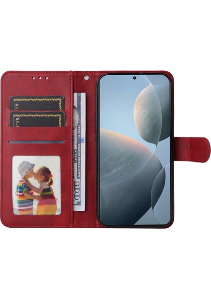 Xiaomi Için Redmi K70 Pro 5G/K70 5g Kasa Deri Kapak Cüzdan Stand Telefon Kabuğu Strap-Red ile (Yurt Dışından)